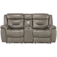 Northside Leather Power Reclining Console Loveseat in Brownish Gray by Homelegance