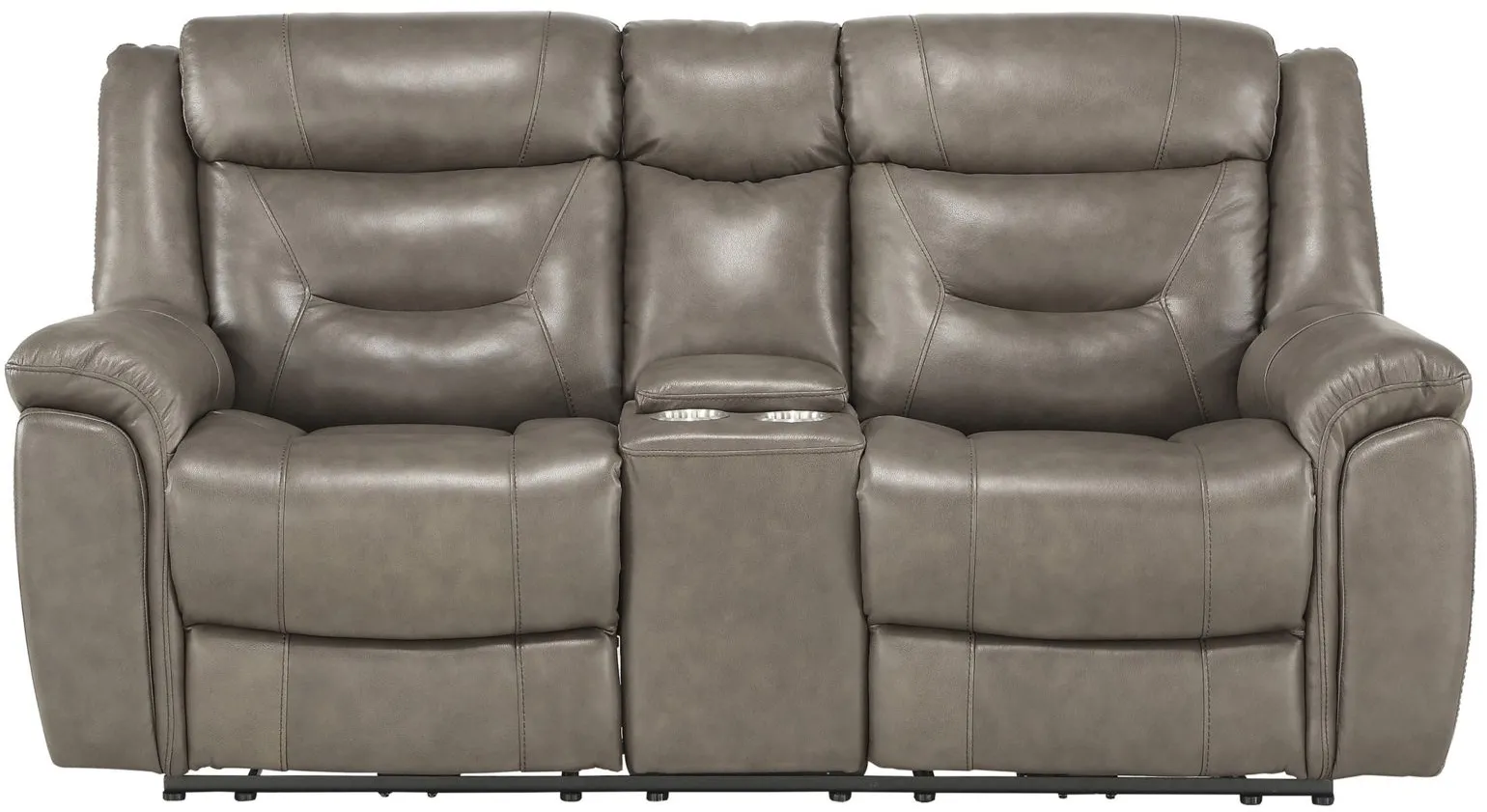 Northside Leather Power Reclining Console Loveseat in Brownish Gray by Homelegance