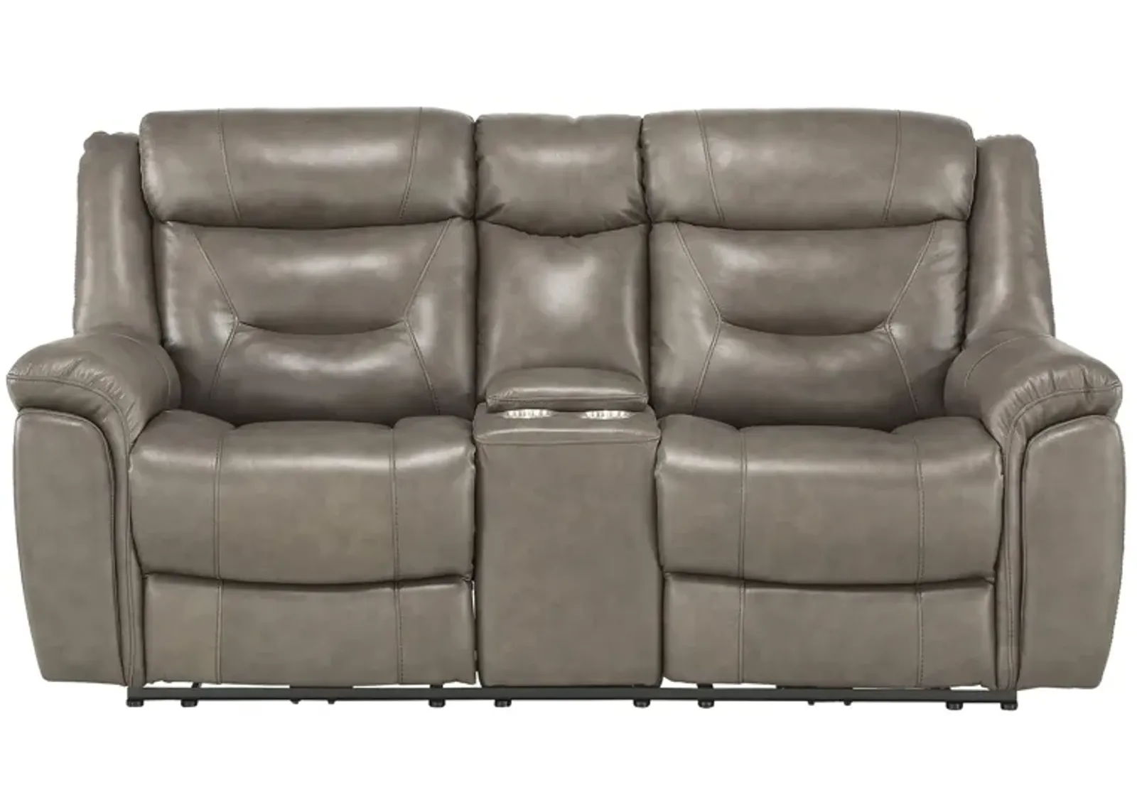 Northside Leather Power Reclining Console Loveseat in Brownish Gray by Homelegance