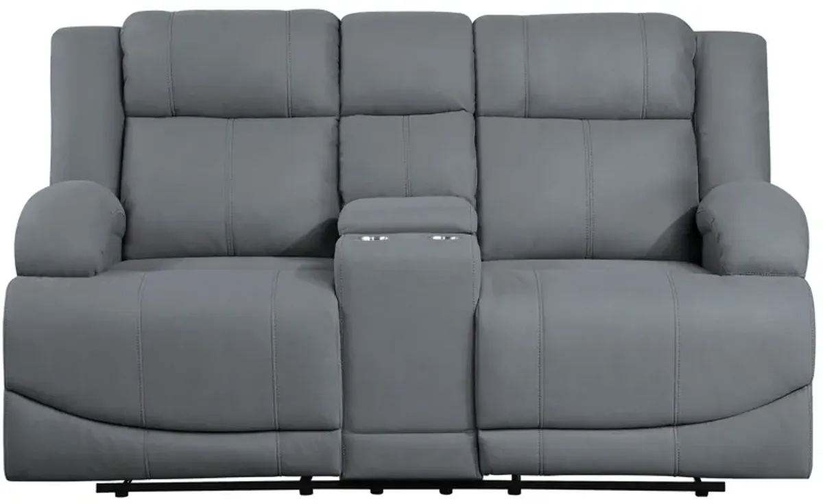 Brennen Reclining Console Loveseat in Graphite Blue by Homelegance