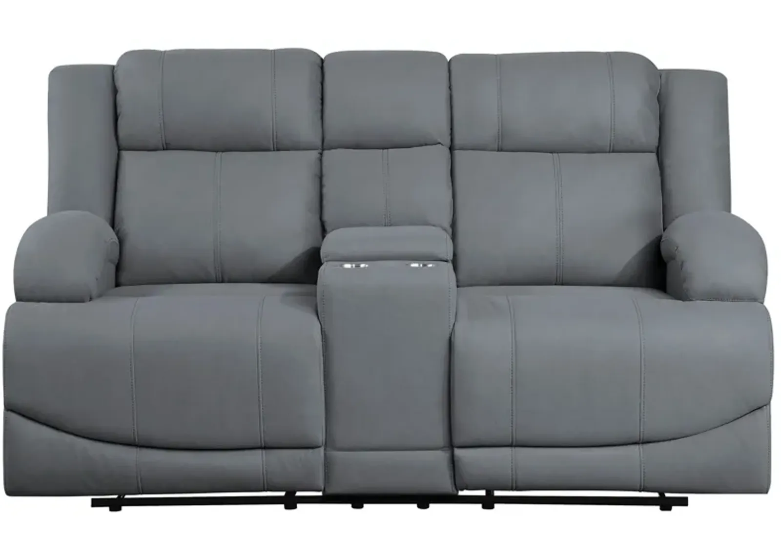 Brennen Reclining Console Loveseat in Graphite Blue by Homelegance