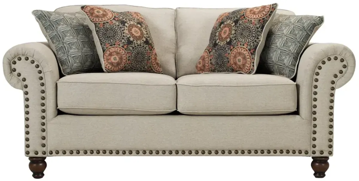 Corliss Loveseat in Oatmeal / Walnut by Fusion Furniture