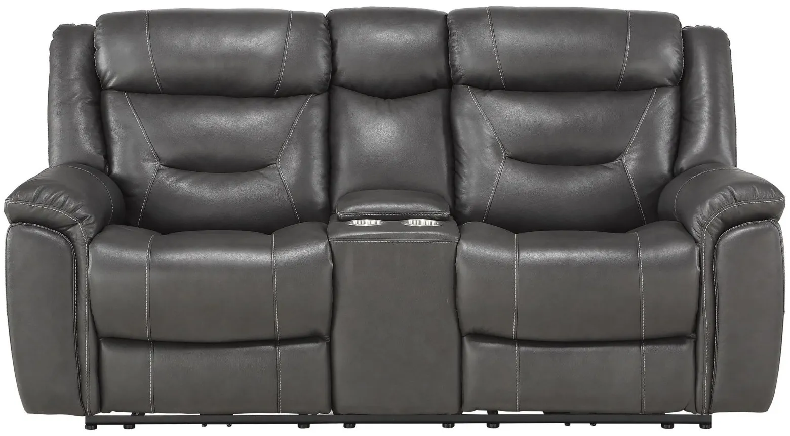 Northside Leather Power Reclining Console Loveseat in Dark Gray by Homelegance