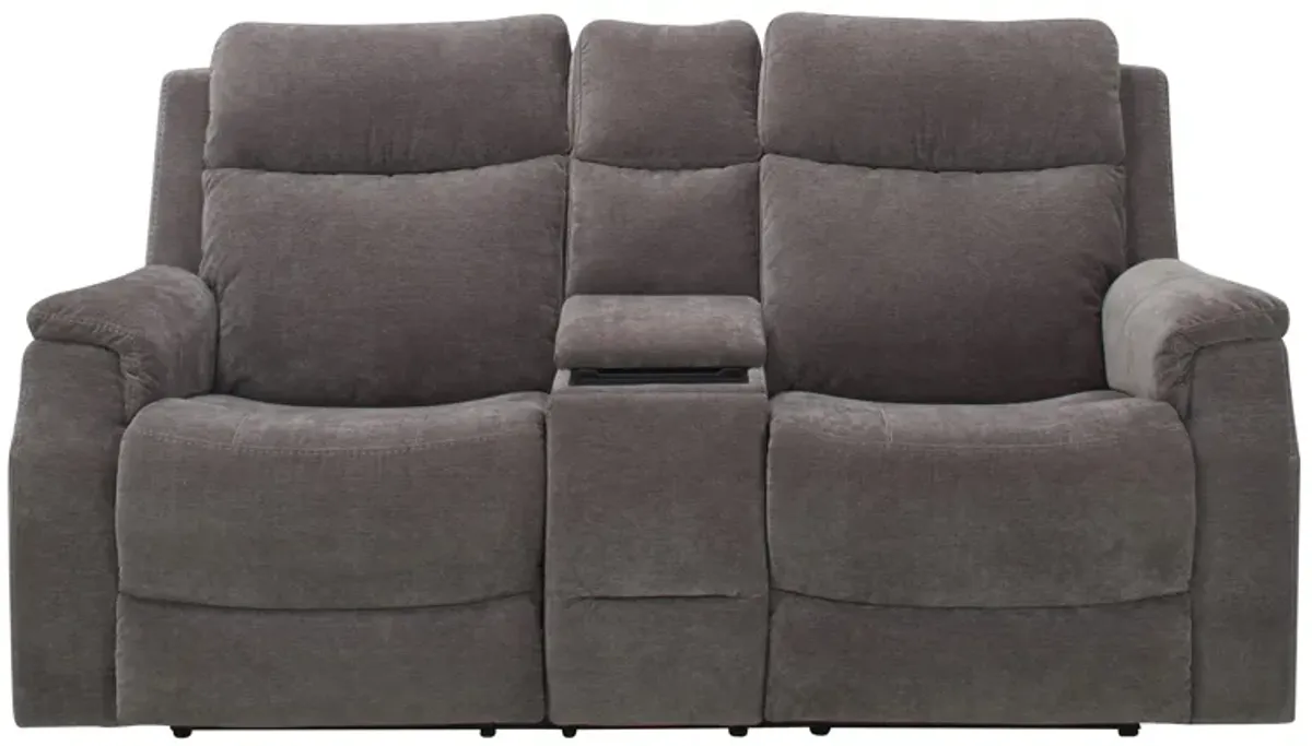 Bromway Power Layflat Console Loveseat w/ Power Headrest in Gray by Bellanest