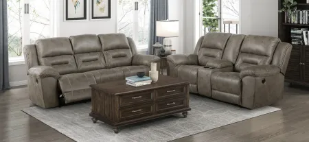 Dallas Double Reclining Love Seat in Brown by Homelegance