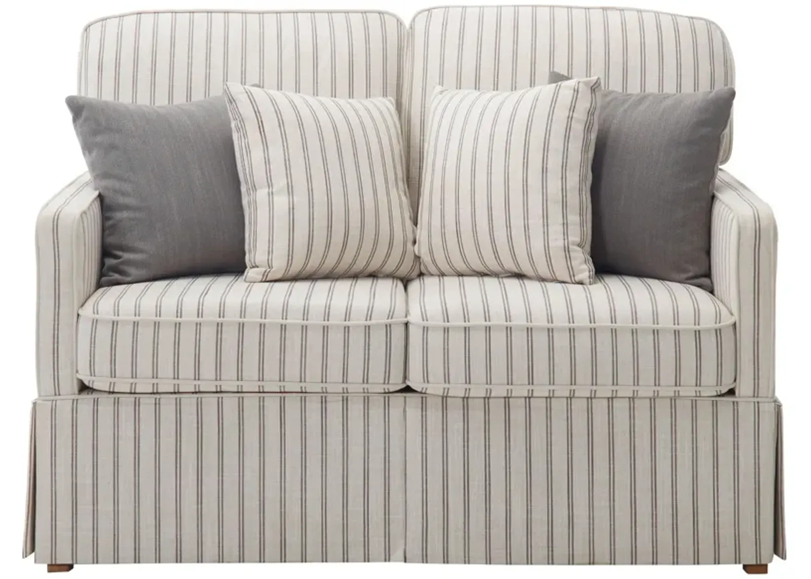 Ellwood Loveseat in White/Gray Stripe by Bellanest