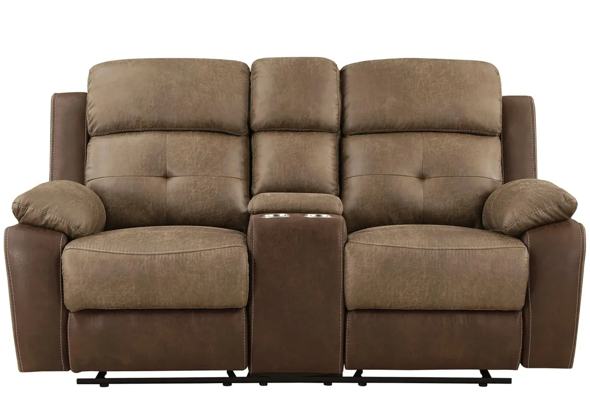 Pebble Double Reclining Loveseat in Brown by Homelegance