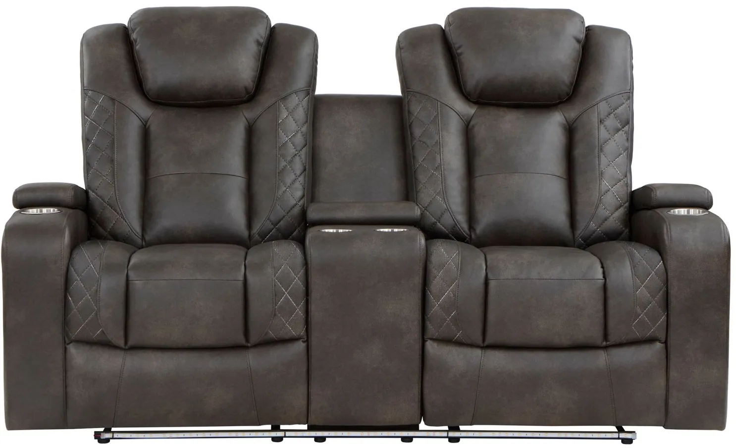 Donegal Power Double Reclining Loveseat in Brown;Gray by Homelegance
