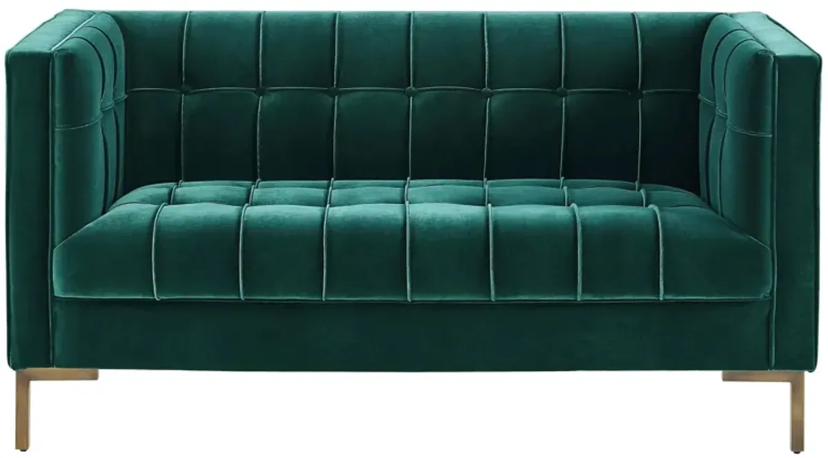 Isaac Stitch Loveseat in Green by Steve Silver Co.