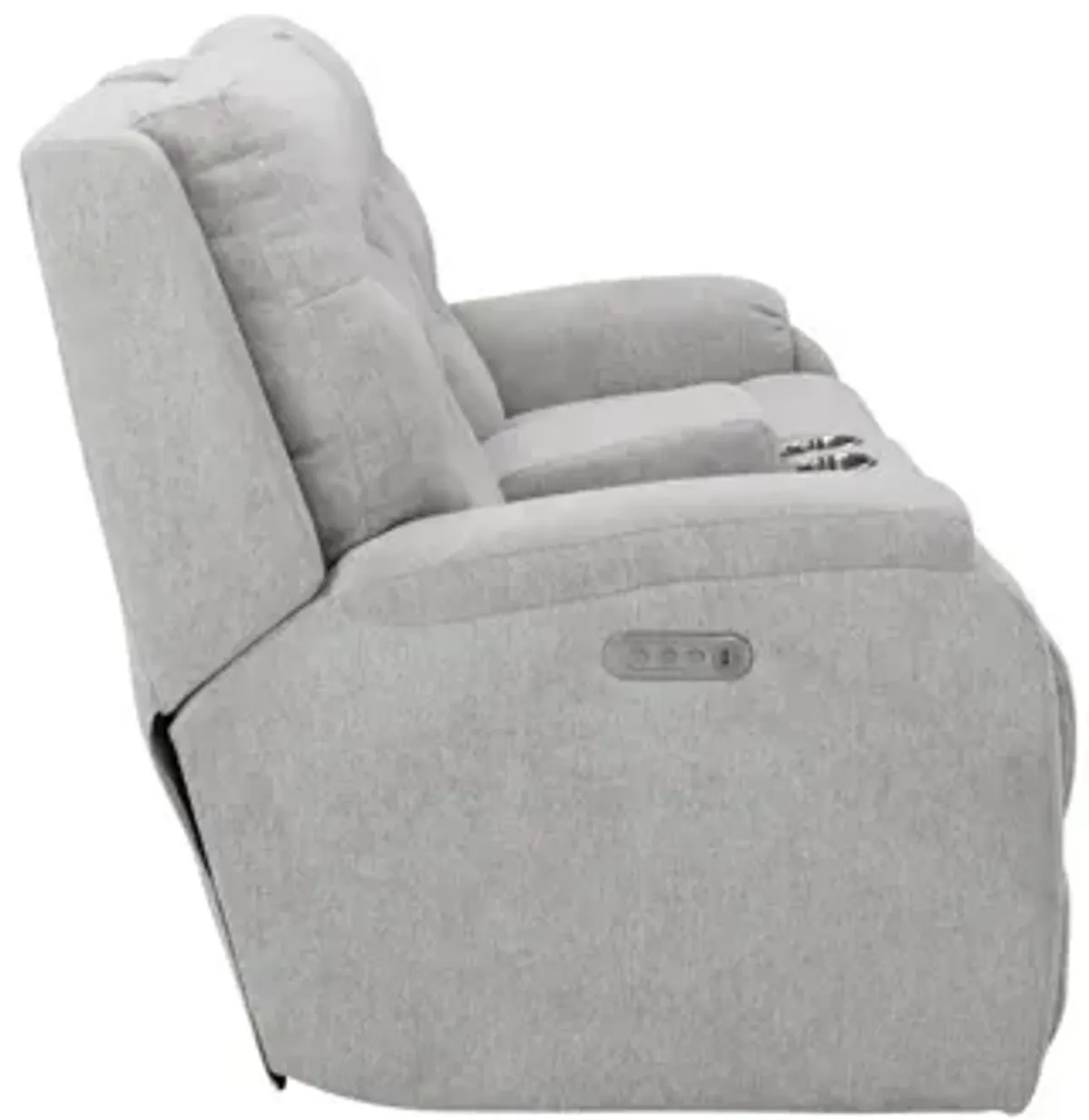 Halenbeck Triple Power Reclining Console Loveseat in Light Gray by Flexsteel