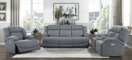 Brennen Power Reclining Console Loveseat in Graphite Blue by Homelegance