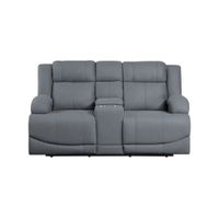 Brennen Power Reclining Console Loveseat in Graphite Blue by Homelegance