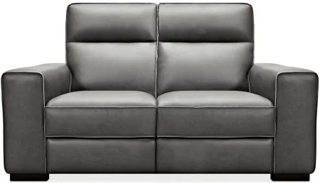 Braeburn Leather Loveseat in Grey by Hooker Furniture