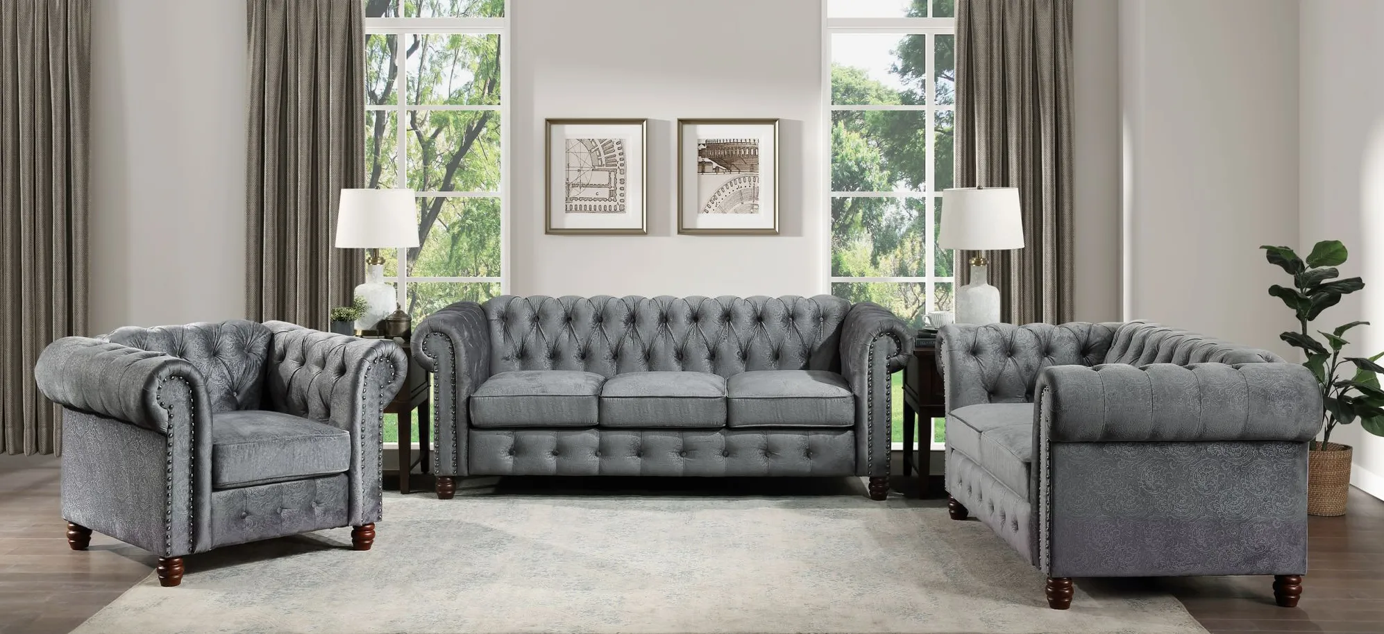 Dohwa Loveseat in Dark Gray by Homelegance