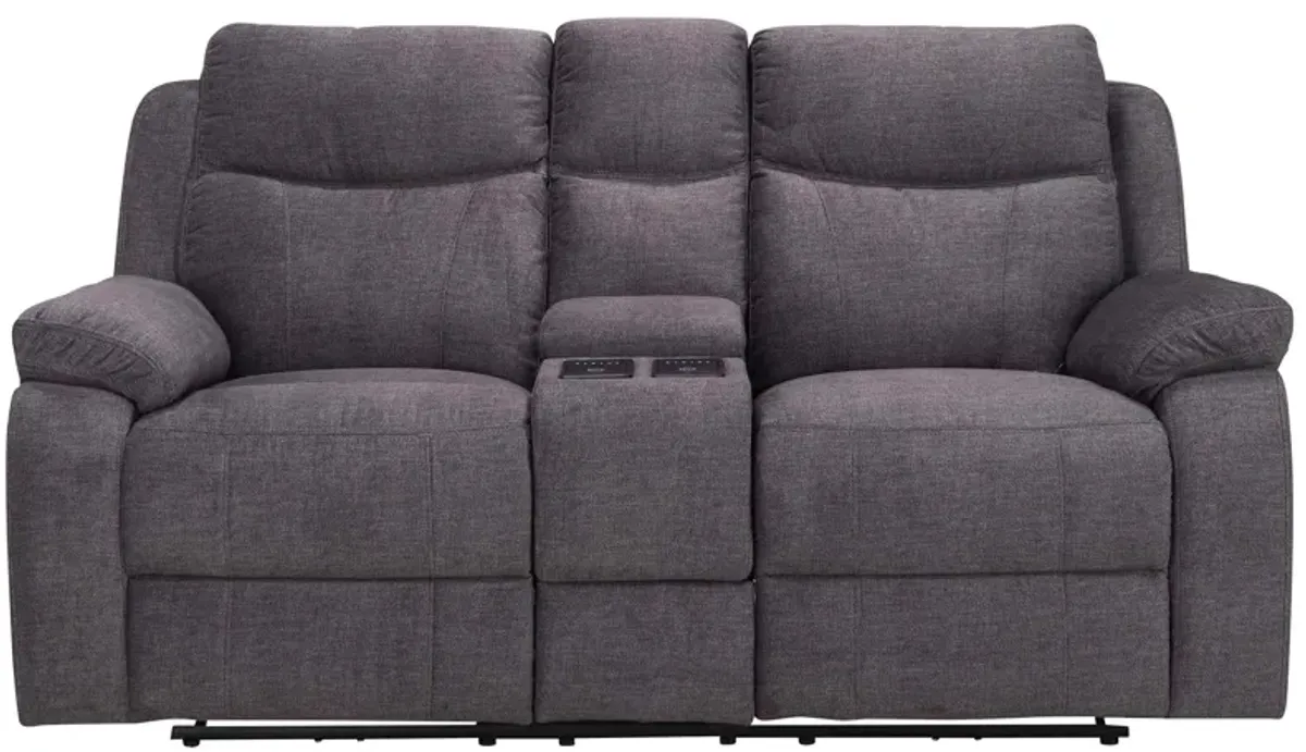 Talan Power Console Loveseat w/ Power Headrest and Power Lumbar in Gray by Bellanest