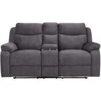 Talan Power Console Loveseat w/ Power Headrest and Power Lumbar in Gray by Bellanest