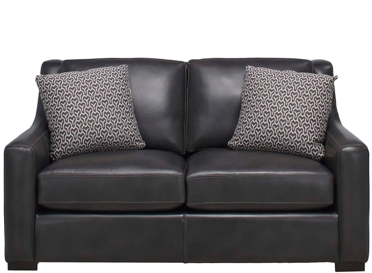 Germain Leather Loveseat in Charcoal by Bernhardt