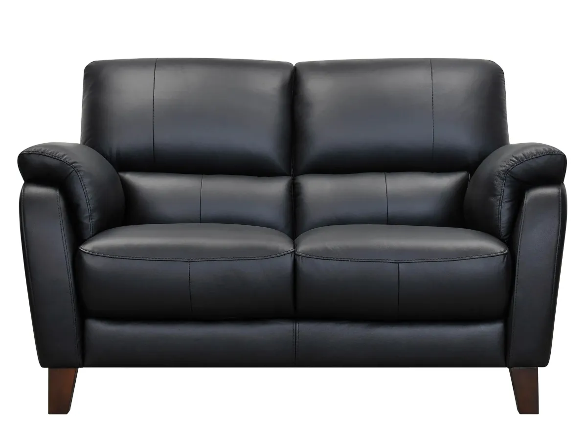 Harmony Leather Loveseat in Atollo Black by Bellanest