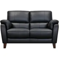 Harmony Leather Loveseat in Atollo Black by Bellanest