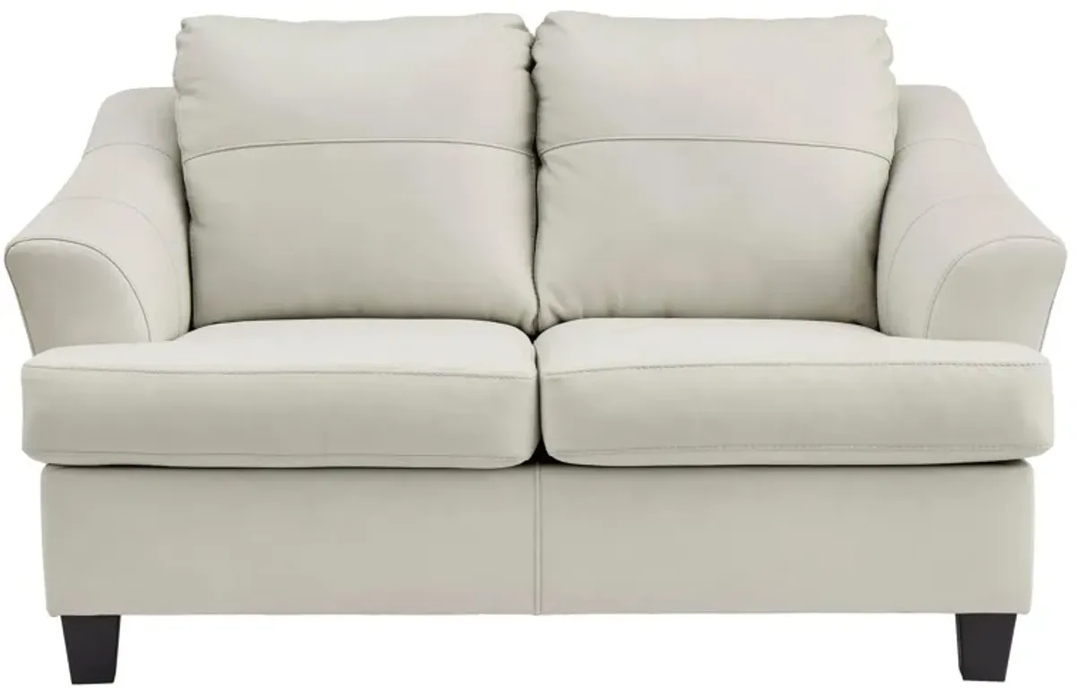 Grant Leather Loveseat in Off-White;White by Ashley Furniture