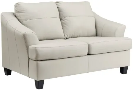 Grant Leather Loveseat in Off-White;White by Ashley Furniture
