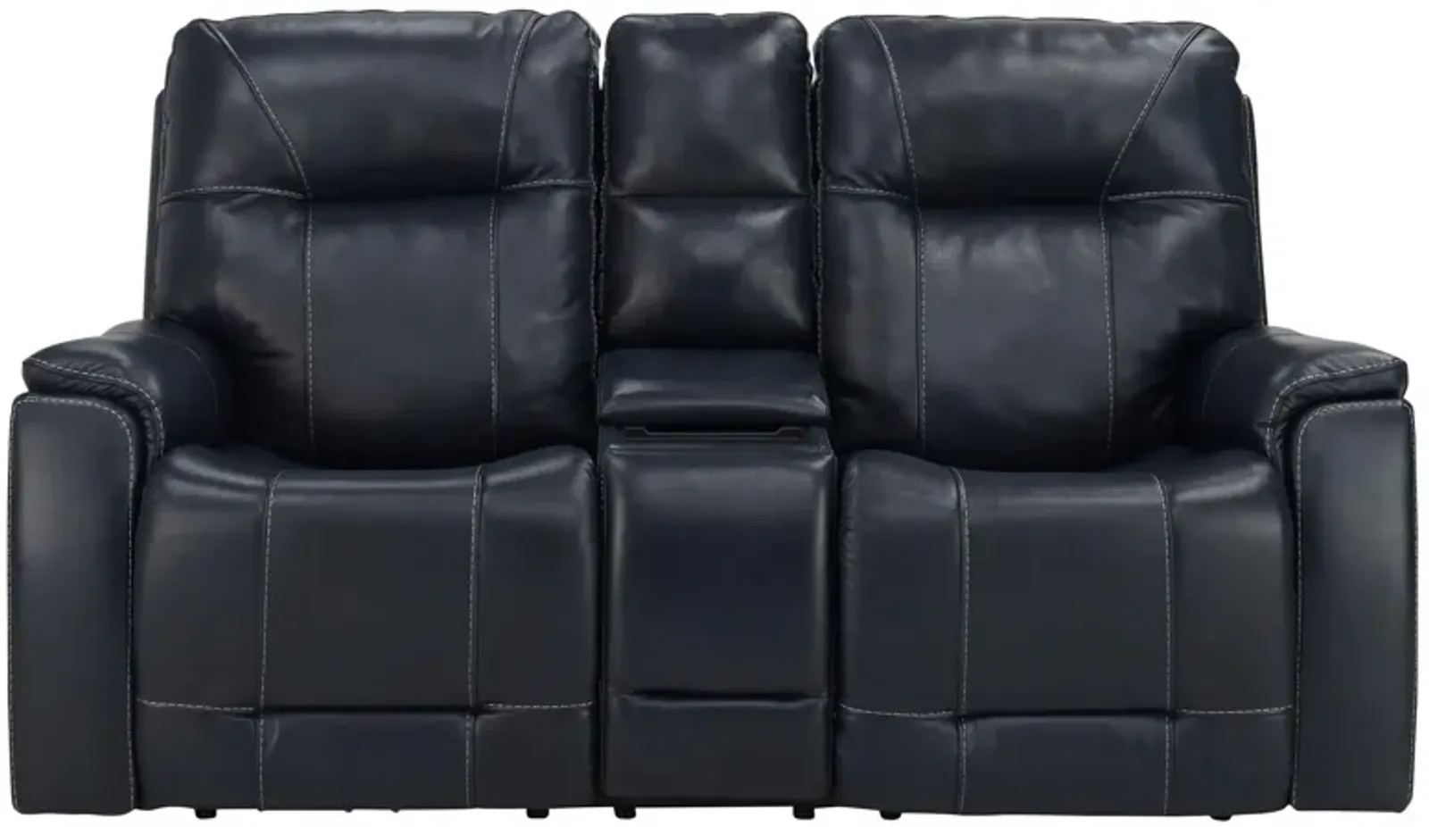 Barnett Leather Layflat Power Console Loveseat w/ Power Headrest and Lumbar