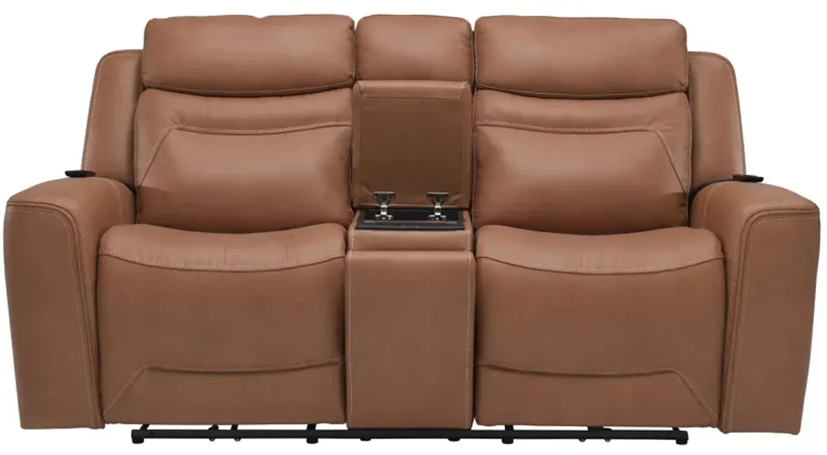 Morgenthal Power Console Loveseat w/Power Headrest, Lumbar, Heat and Massage