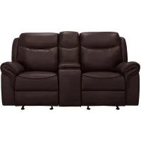 Ross Gliding Reclining Console Loveseat in Brown by Bellanest