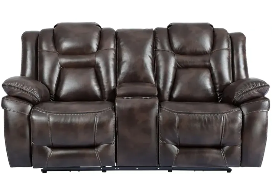 Oportuna Dual Power Loveseat in Rich Brown by Steve Silver Co.