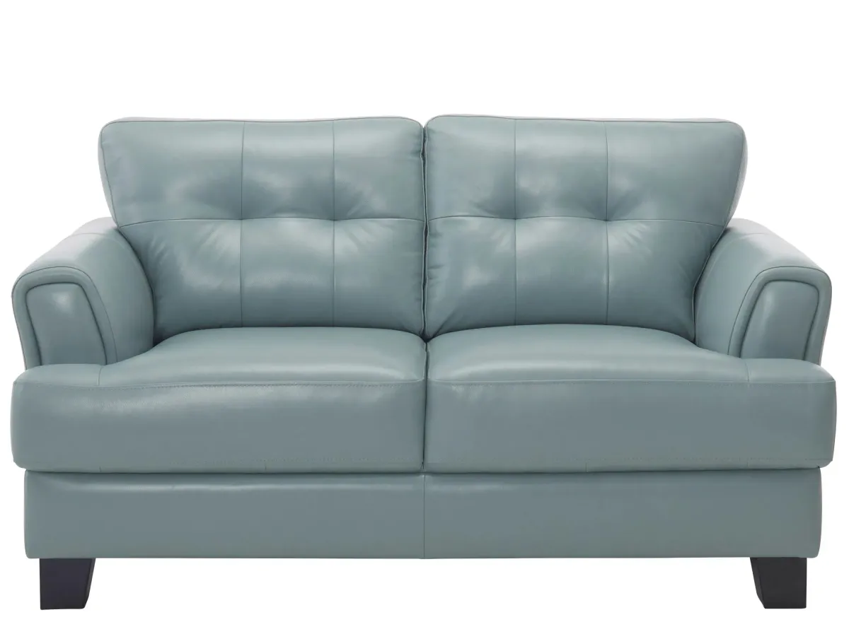 Diego Leather Loveseat in Seafoam Green by Chateau D'Ax