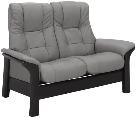 Stressless Windsor Leather Reclining High-Back Loveseat in Gray by Stressless