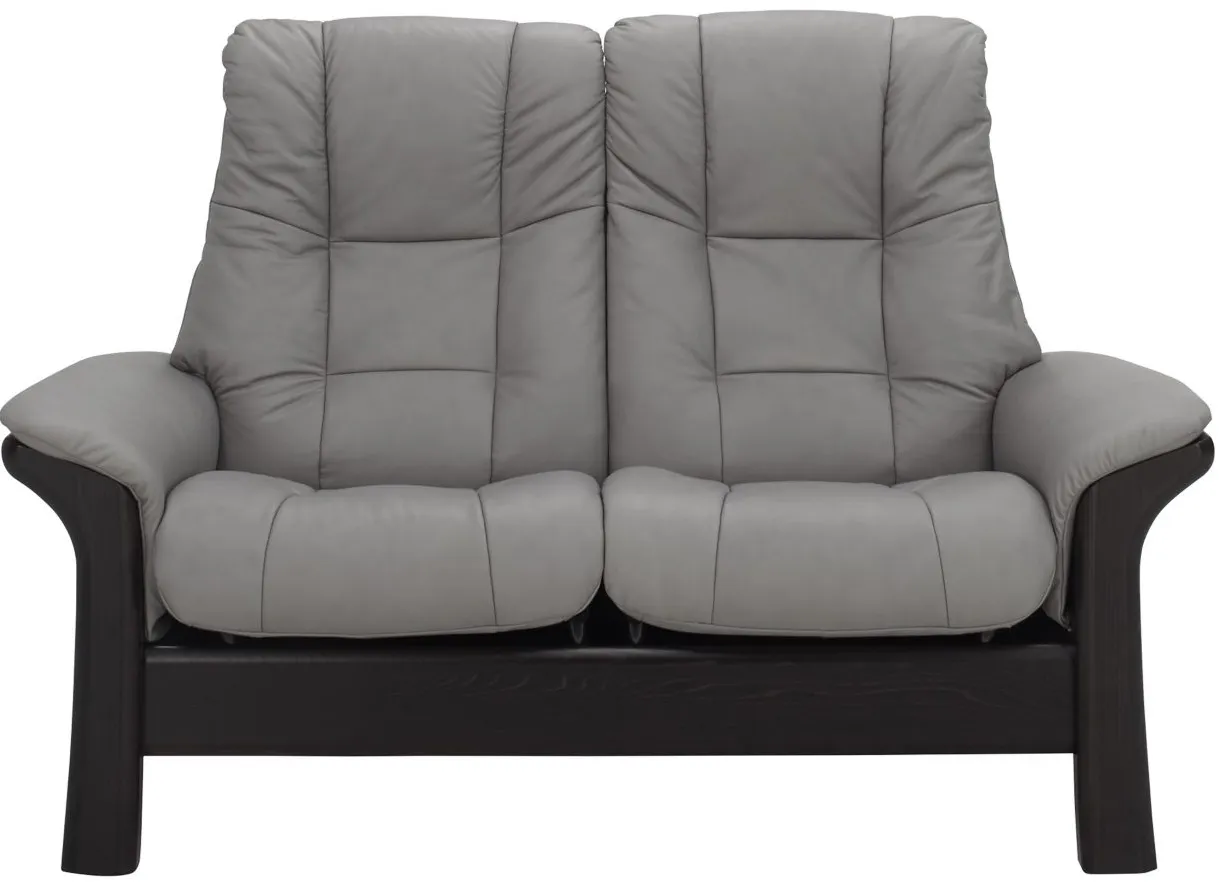 Stressless Windsor Leather Reclining High-Back Loveseat in Gray by Stressless