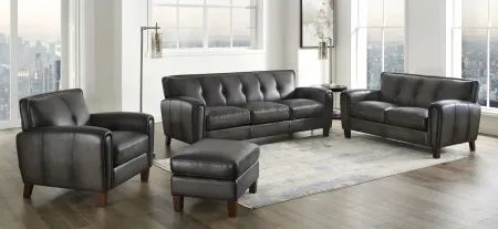 Savannah Leather Loveseat in Ash Gray by Amax Leather