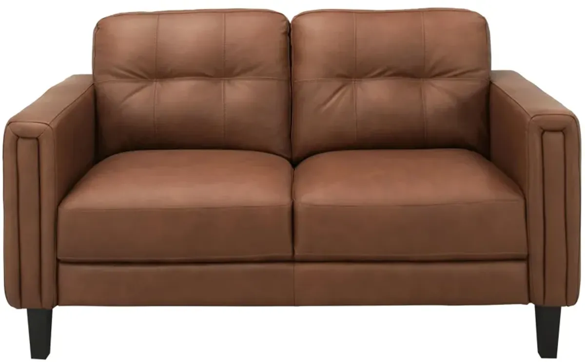 Salerno Leather Loveseat in Brown by Chateau D'Ax