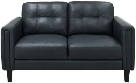 Salerno Leather Loveseat in Blue by Chateau D'Ax