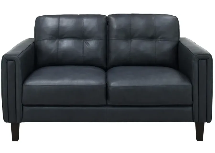 Salerno Leather Loveseat in Blue by Chateau D'Ax