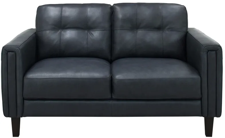 Salerno Leather Loveseat in Blue by Chateau D'Ax