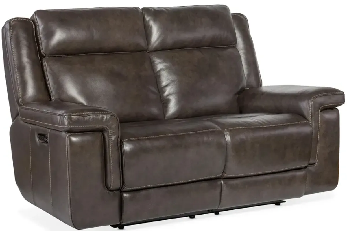 Montel Lay Flat Power Loveseat with Power Headrest & Lumbar in Cosmos Cocao by Hooker Furniture