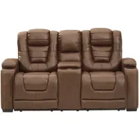 Owner's Box Power Recliner Loveseat with Console and Adjustable Headrest in Thyme by Ashley Furniture