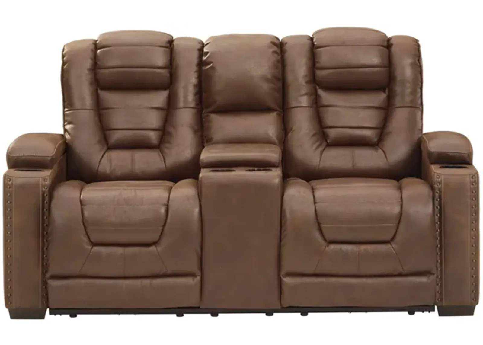 Owner's Box Power Recliner Loveseat with Console and Adjustable Headrest in Thyme by Ashley Furniture