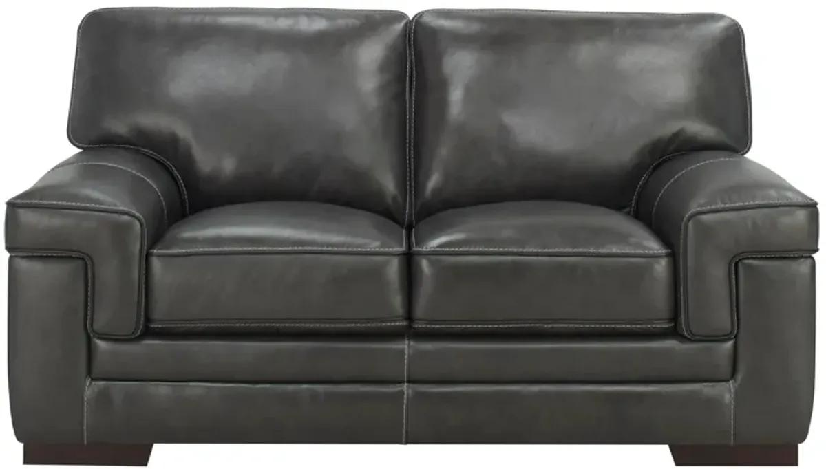 Colton Leather Loveseat in Gray by Bellanest