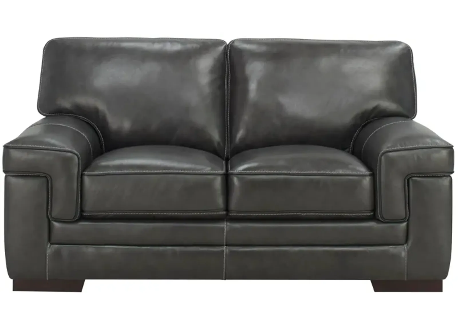 Colton Leather Loveseat in Gray by Bellanest