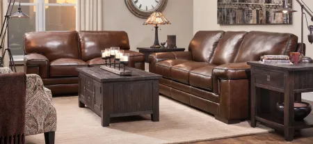 Colton Leather Loveseat in Brown by Bellanest