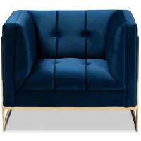 Ambra Armchair in Royal Blue/Gold by Wholesale Interiors