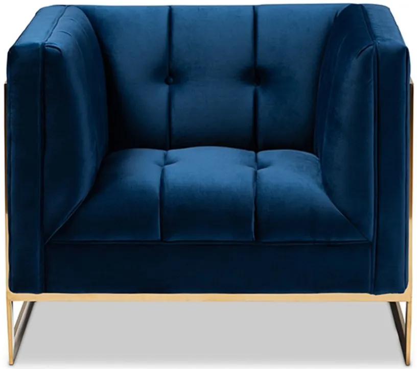 Ambra Armchair in Royal Blue/Gold by Wholesale Interiors