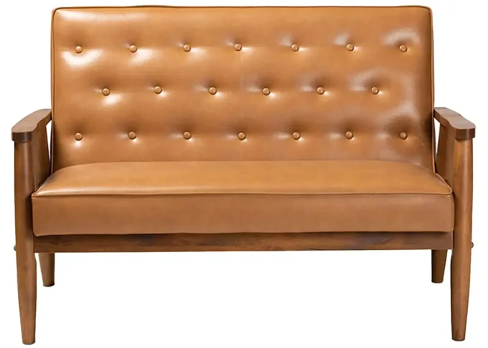 Sorrento Loveseat in Tan/Walnut brown by Wholesale Interiors