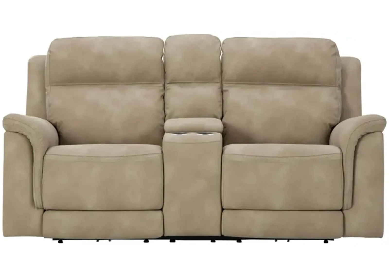 Durapella Power Reclining Console Loveseat in Sand by Ashley Furniture