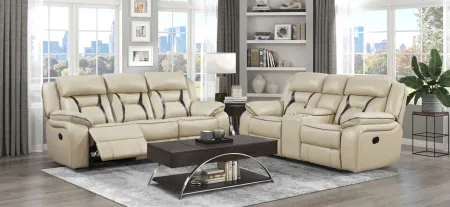 Austin Double Reclining Love Seat in Beige by Homelegance