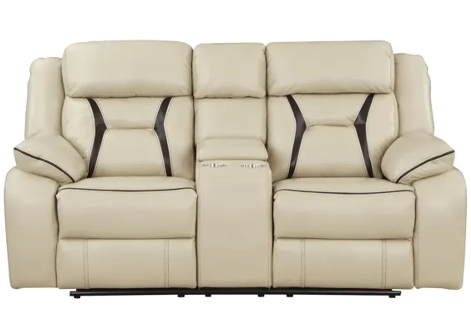 Austin Double Reclining Loveseat w/Center Console in Beige by Homelegance