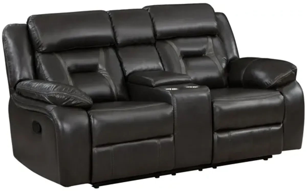 Austin Double Reclining Loveseat w/Center Console in Dark Gray by Homelegance